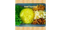 Nasi kuning adalah makanan khas indonesia dibuat dari beras yang di masak dengan santan dan rempah - rempah dan dihidangkan bersama lauk ayam, telur sadar, kering tempe, bakmi dan sambel